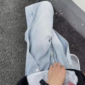美式水洗牛仔裤男潮牌高街ins小众设计感裤子N2231 P40图片