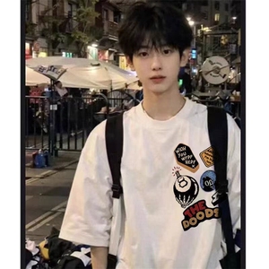 万针全刺绣工艺 得物抖音高品质260克纯棉双纱美式高街短袖T恤P33图片