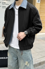 抖音假两件翻领牛仔拼接宽松休闲外套男装夹克C317-6606-P125，男装夹克，电商C317