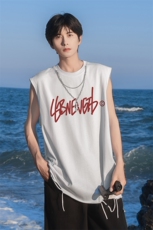 港风24夏款时尚字母印花领口链条背心DT65803P35控48，男装背心/马甲，电商A268A