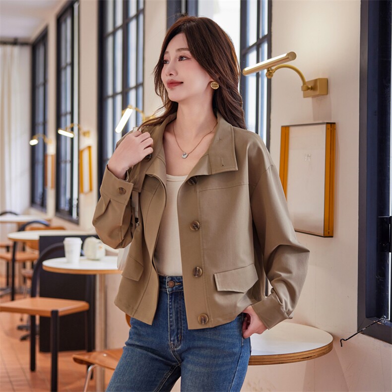 杭州姿依阁风衣外套女春秋短款2025新款高级感休闲英伦小个子单排,女装短外套,韩蔻秀