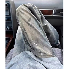 水洗脏染泼墨牛仔裤男潮牌裤子设计感直筒弯刀微喇裤NA450，男装牛仔裤，星座1116A（原606A-3）