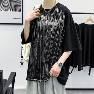 夏装港风青少年潮水洗圆领半袖男女印花短袖T恤1555-P50控价68,微胖穿搭棉麻图片