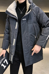 冬季新款 中长款连帽修身羽绒服反光条休闲保暖外套YR8038-P290图片