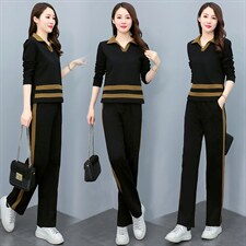韩版时尚气质休闲套装女秋季新款长袖显瘦两件套运动服，女装套装/套裙，妙形