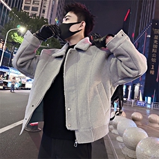B40/特P138控178冬季痞帅颗粒绒加厚棉服外套百搭呢子棉衣男浅灰1，男装棉衣，星座305B
