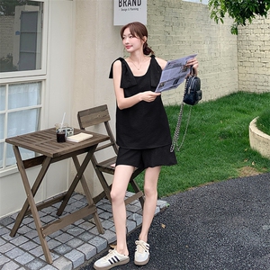 设计感小个子减龄淡人短裤两件套女夏季2025新小众蝴蝶结背心套装图片