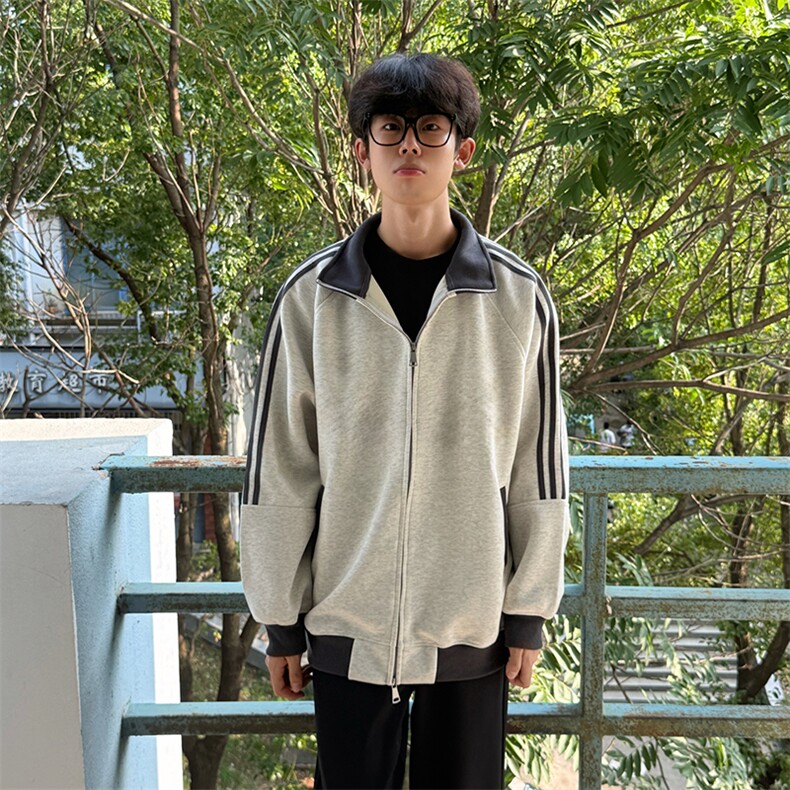 抖音得物高品质 美式高街重磅结构设计拼接织带立领卫衣外套 CM42图片