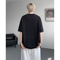 现货T10130-特p30控58高品质面料镂空痞帅大码圆领短袖T恤衫，男装T恤，电商A059