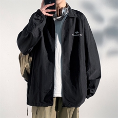 冰丝凉感防晒服男款夏季宽松大码轻薄立领夹克oversize钓鱼防晒衣，男装防晒衣，电商A001-1