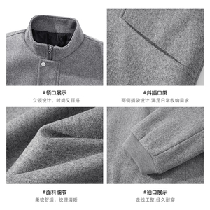 秋冬新款美式潮牌呢料外套男立体解构夹棉工装棉衣-A2261P85控148图片