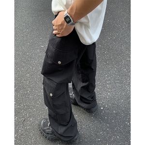 特批P43无差价夏秋衔接抽绳束脚工装阔腿裤男士山系拖地长裤K1368图片