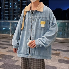 水洗牛仔外套男秋季复古潮流休闲宽松男生工装夹克JK08891-P60，男装夹克，星座308B-1