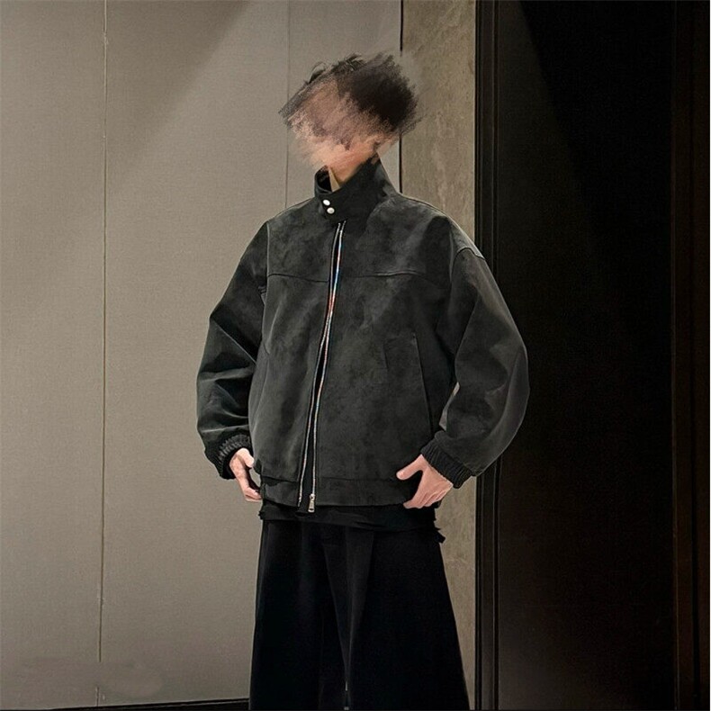 现货网图慎用春秋款皮夹克扎染皮衣外套JK313P60,男装夹克,星座1904A
