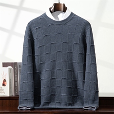 2025年秋季新款百搭那你说方格卷边套头衫，男装针织衫/毛衣，榆莲羊绒