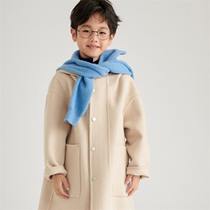 [羊毛]秋冬儿童羊毛长款连帽外套，童装外套，鑫贝羊绒