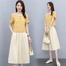 罗得堡2021夏装新款时尚套裙两件套9018，女装套装/套裙，罗得堡