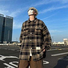 格子衬衫男春秋季新款重磅百搭衬衣休闲宽松长袖开衫外套CS27/P50，男装衬衫，星座506