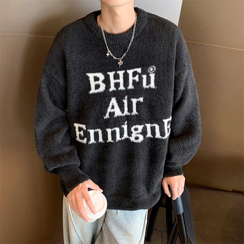 特批P52无差价24美式复古慵懒软糯针织衫毛衣男秋冬情侣宽松线衣，男装针织衫/毛衣，星座1013-6