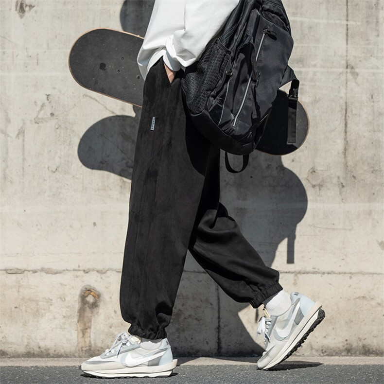 2023秋复古麂皮绒相机外景cityboy休闲裤男贴标束脚裤K23703-P50,男装休闲裤,电商A082