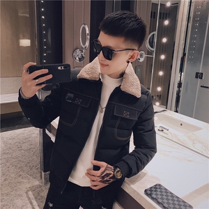 网红社会精神小伙棉衣潮男韩版修身帅气棉服羊羔毛翻领MF02-P125图片