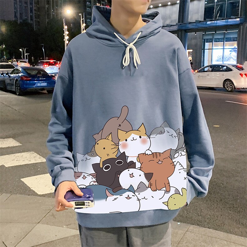 WY2162-P35加绒款-P40纯棉连帽卫衣男大码运动帽衫宽松薄外套男,男装卫衣,电商A040