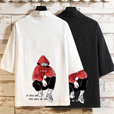 HF59051-P40风汉服男开衫外套七分袖道袍砖墙挂拍，男装民族服装，电商A040A