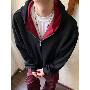 新款卫衣港风宽松简约连帽卫衣开衫男潮流帅气百搭513AKS2604P50图片