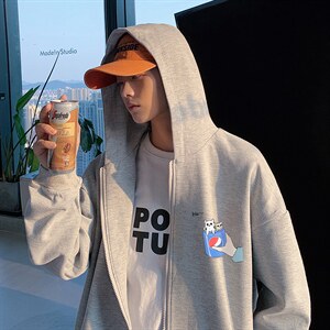 KS21262-P38 连帽开衫卫衣男运动外套大码班服图片