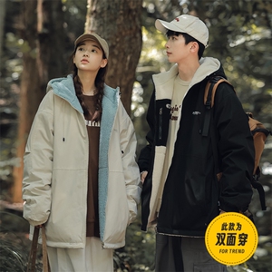 冬季新款羊羔绒加厚棉衣双面穿港风宽松连帽时尚百搭MY9300 P110图片