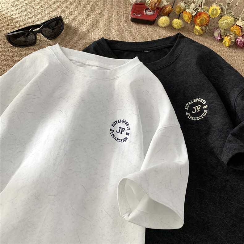 数据大250克重磅砂洗刺绣天丝棉冰丝短袖T恤JF205-特P38控58,男装T恤,电商A422-1