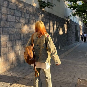 美式街头黄泥水洗做旧复古牛仔衣男女宽松潮牌夹克外套JK897-P75图片