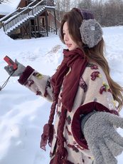 （预售7天）羊毛手工浮雕毛毡工艺羽绒服配围巾灯芯绒裤三件套女，女装套装/套裙，浙宝189