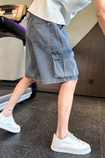 工装牛仔短裤男士夏季薄款潮牌男生宽松五分裤子男款，男装牛仔裤，电商C208