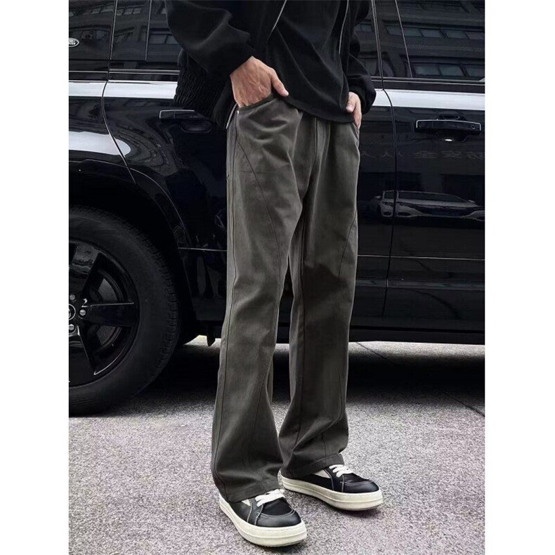 W9337-P53网图现货新款美式高街弯刀工装裤复古斜切直筒休闲裤,男装休闲裤,星座1608-2