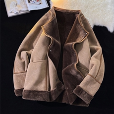 1平铺皮毛一体高级感轻奢机车大码M-5XL棉服外套男8708P158控228，男装棉衣，星座226-2