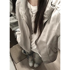 麂皮绒外套女年秋季美式复古设计感小众宽松休闲百搭上衣JFY252，女装短外套，星座1116A（原606A-3）