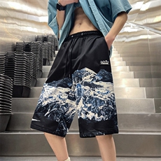 五分裤男2025夏季新款短裤沙滩裤印花雪山休闲裤衩中裤K1080-P26，男装牛仔裤，星座207