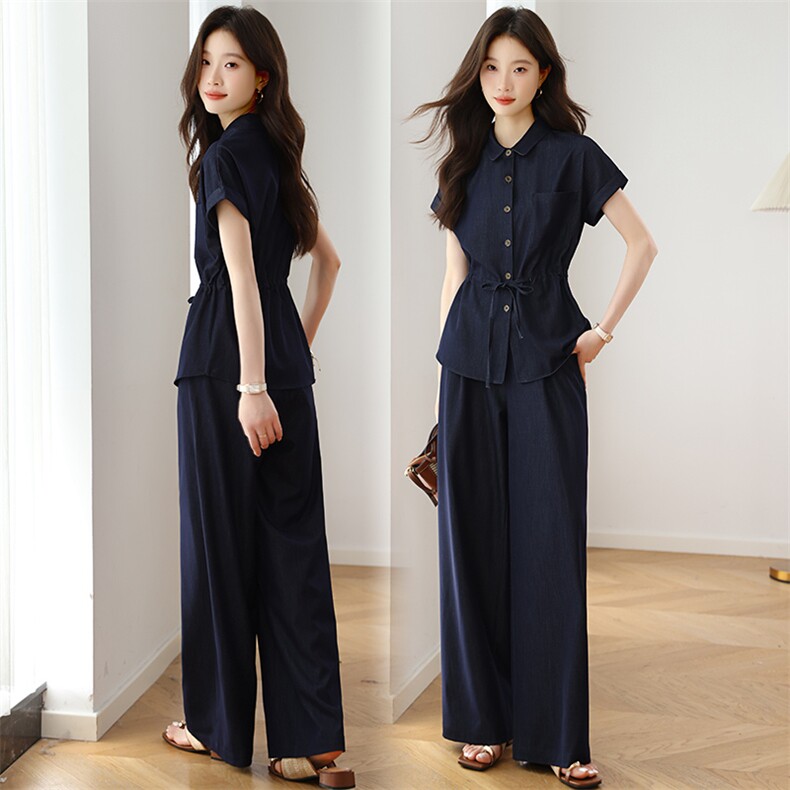 夏季时尚设计感套装女新款胖mm宽松显瘦洋气减龄气质一整套阔腿裤，女装套装/套裙，婷轩阁