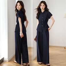 夏季时尚设计感套装女新款胖mm宽松显瘦洋气减龄气质一整套阔腿裤，女装套装/套裙，婷轩阁