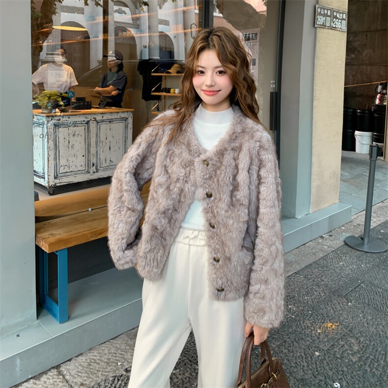 灰色皮毛一体外套女冬仿水貂毛皮草上衣毛毛2C353--709#P180K268,女装短外套,2C353