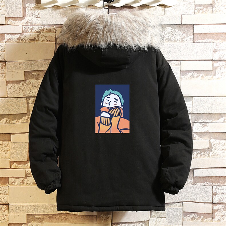 MM48042-P130冬季大毛领衣男士大码加厚袄男服砖墙挂拍,男装棉衣,电商A040A