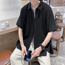 不规则短袖衬衫男夏季设计感小众韩版潮流休闲衬衣W3361-P32，男装衬衫，星座512-2