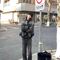 棒球领PU皮衣外套男春秋新款美式高街字母满印痞帅宽松夹克JK687，男装夹克，星座1116A（原606A-3）