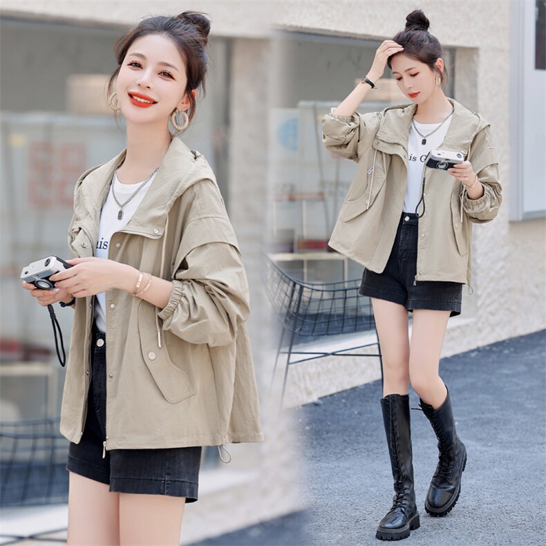 连帽短外套女2024春季新款女装韩版时尚宽松休闲女士春秋风衣外套，女装短外套，慧尚依恋