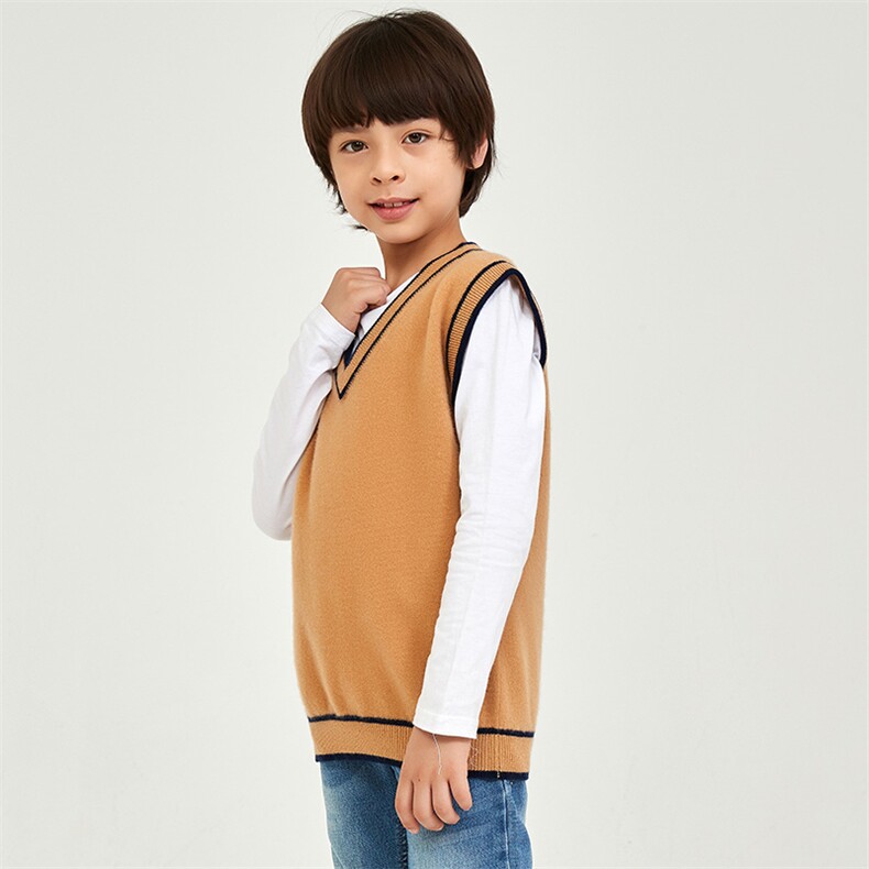 童装马甲平面秋冬季新款纯色简约百搭羊毛马甲，童装马甲，恒业羊绒