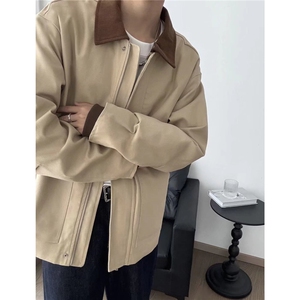 W23-P85 美式翻领帆布夹克外套男女2025春秋冬宽松工装棒球服图片
