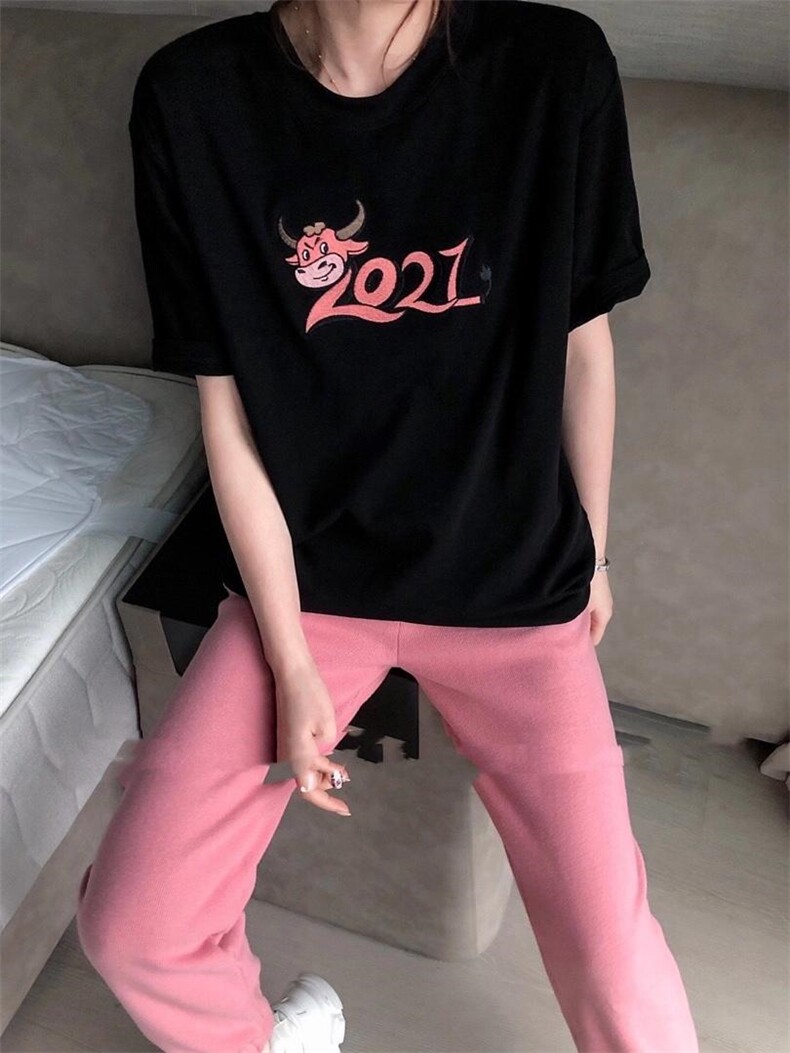 DG870牛年新款印花T,女装,L·H·X