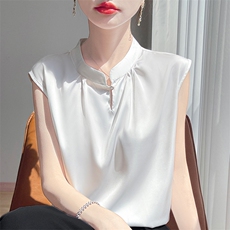 气质吊带背心女内搭2025夏季仿真丝小衫西装打底女士无袖外穿上衣，女装背心吊带，暖习羊绒