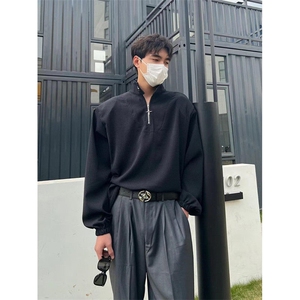 春秋半星链卫衣立领半拉链卫衣男垫肩薄上衣宽松帅气外套 W919图片